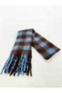 Brown Chunky Check Scarf in Brown and Blue, Image 2 of 6