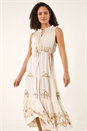 Ivory  Floral Print Tiered Maxi Dress, Image 5 of 6
