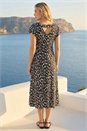 Black Abstract Spot Print Back Detail Dress, Image 2 of 4