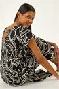 Black Linear Textured Midi Dress, Image 2 of 5