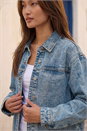 Blue Denim Button Front Pocket Jacket, Image 4 of 4