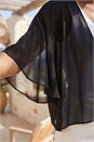 Black Chiffon Cape Cropped Bolero, Image 4 of 4