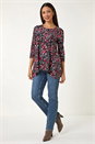 PINK Floral Print Swing Stretch Tunic Top, Image 3 of 5
