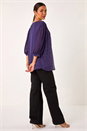 Purple Pleated Sleeve Hotfix Detail Top, Image 3 of 5