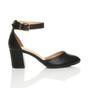 Black AJVANI Black Mid Block Heel Ankle Strap 2 Part Heels, Image 2 of 6