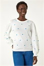Ivory  Floral Embroidery Knit Top, Image 4 of 5