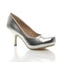 Silver Mid High Heel Court Shoes, Image 1 of 8