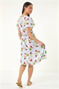 Blue Petite Strawberry Print Pocket Dress , Image 3 of 5