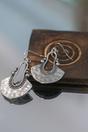 Silver Retro Tribal Semi-Disc Dangle Earrings, Image 2 of 2