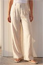 Natural  Linen Blend Wide Leg Trousers, Image 1 of 4