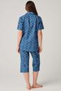 Royal Blue "Marrakesh" Paisley Crisp Cotton 3/4 Length Pyjama Set, Image 3 of 3