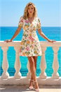 Light Pink Floral Print V-Neck Tea Dress, Image 2 of 4