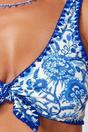 Multi Embroidered Tie Front Triangle Bikini Top, Image 2 of 4