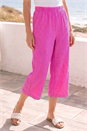 Pink Classic Crinkle Crop Trouser, Image 2 of 5
