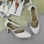 White AJVANI White High Heel Crossed Straps Court Shoes, Image 4 of 6