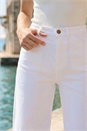 White Wide Leg Stretch Denim Cropped Culottes, Image 4 of 4