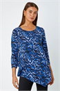 Blue Animal Asymmetric Layer Stretch Top, Image 1 of 5