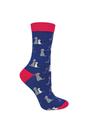Navy 1 Pack Ladies Novelty Dog Pattern Bamboo Socks, Image 1 of 5