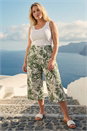 Green Curve Floral Print Culottes , Image 1 of 4