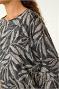Stone Leaf Print Plisse Stretch Top, Image 5 of 5