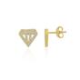 Gold Sterling Silver Diamond Stud Earring, Image 1 of 2