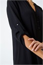 Black V-Neck Longline Tunic Blouse, Image 5 of 5