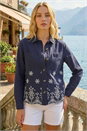 Navy  Broderie Cotton Lace Jacket, Image 3 of 5