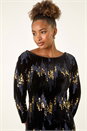 Navy  Sequin Velvet Shift Stretch Dress, Image 5 of 6