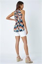 Blue Tie Dye Stretch Jersey Halterneck Top, Image 3 of 5