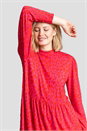 Red Jacquard Leopard Print Tiered Dress, Image 4 of 5