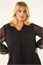 Black Curve Textured V-Neck Top, Image 4 of 5