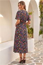 Black Petite Ditsy Floral Print Midi Dress, Image 3 of 4
