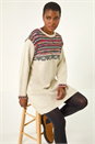 Ivory Nordic Pattern Knitted Shift Dress, Image 1 of 5