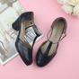 Navy Blue Mid Heel Comfort T-Bar Brogue Heels, Image 4 of 6
