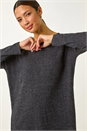 Charcoal Relaxed Ribbed Side Split Top, Image 4 of 5