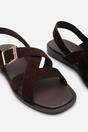 Dark Brown Where's That From Dark Brown Capri Cross Over Open Toe Sandal, Image 5 of 6