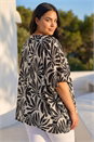 Black Curve Floral Asymmetric Blouse, Image 3 of 4
