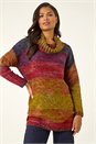 Multi  Roll Neck Chunky Knit Jumper, Image 4 of 5