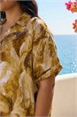 Brown Curve Swirl Print Button Shirt, Image 4 of 4