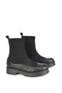 Black 'Kerry' Sock Ankle Boots Flat Biker Booties, Image 2 of 5
