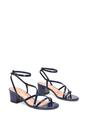 Navy 'Maria' Ankle Strap Low Block Heel Strappy Sandals, Image 3 of 5