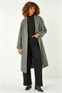 Grey Longline Brushed Double Breasted Coat, Image 7 of 7