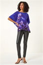 Purple Floral Print Chiffon Overlay Top, Image 3 of 5
