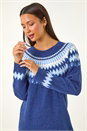 Blue Fairisle Knitted Jumper Dress, Image 4 of 5
