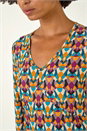 ORANGE Geo Print Stretch Midi Dress, Image 6 of 7