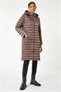Mocha Longline Hooded Padded Coat, Image 4 of 7