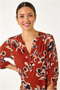 Rust Blurred Floral Print Shirt, Image 4 of 5