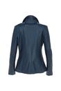 Navy Casual Leather Jacket with Classic Collar, Image 4 of 5