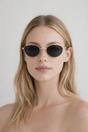 Black Metal Oval Cat Eye Sunglasses In Black, Image 1 of 5