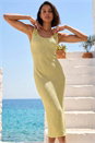 Lime Dusk Flower Embroidered Knit Midi Dress, Image 2 of 4